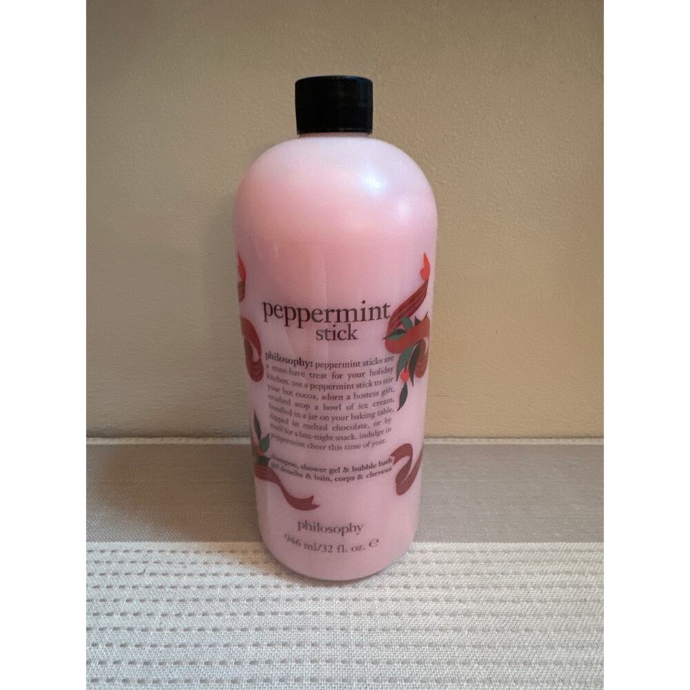Philosophy Peppermint Stick Shampoo Bubble bath Shower Gel NWE! Rare 32oz